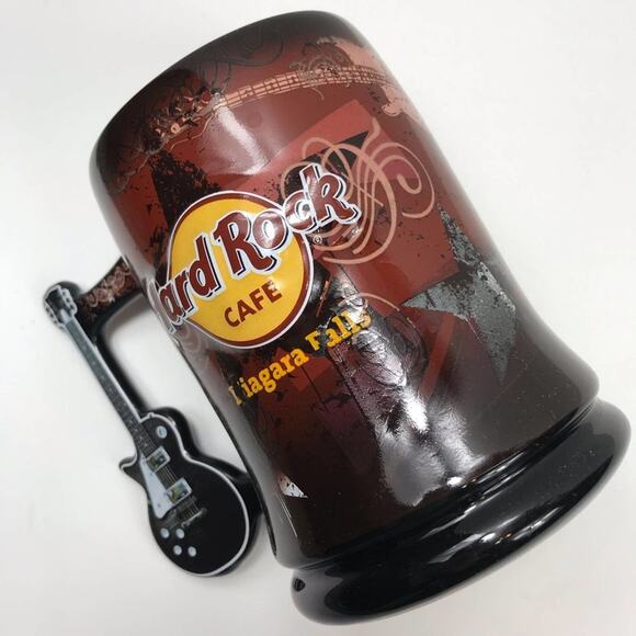 Hard Rock Cafe Guitar Coffee Mug Brown Red Niagara Falls Canada Stein 16oz 3 - Picture 1 of 6